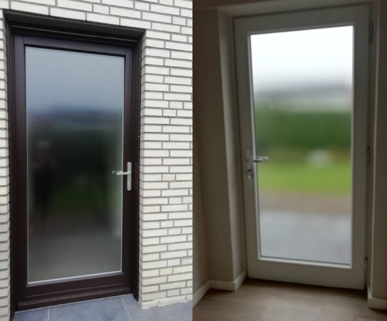Innen- und Außenansicht Nebeneingangstür im Umbau Einfamilienhaus in Borken (NRW)